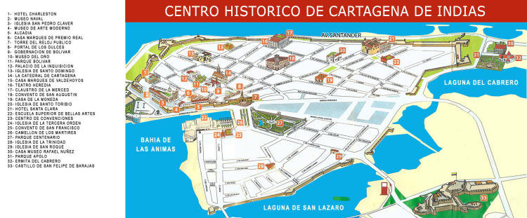 Map centro historico de Cartagena de Indias